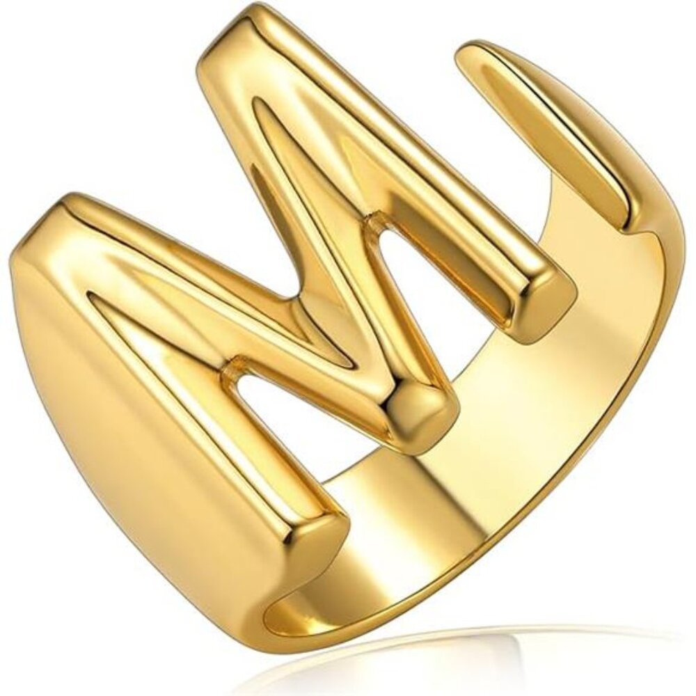 Bold Initial Letter M Rings Adjustable, Goldchic … - image 3